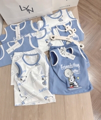 SET 2 BỘ BA LỖ SNOOPY TONE XANH TRẮNG BÉ TRAI