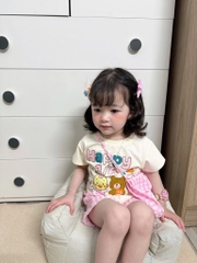 SÉT HAPPY 1/6 CHO BÉ TRAI BÉ GÁI MIX QUẦN CARO KÈM TÚI ĐEO CHÉO 3CT SẴN
