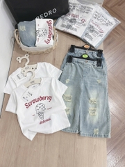 SET JEAN STRAWBERY BÉ TRAI BÉ GÁI (Xả 65k)