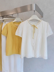 SET BỘ ÁO TƠ LI PHỐI CỔ REN HAI LỚP MIX QUẦN  BAGGY LI NỮ