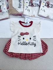 SÉT ÁO HELOO KITTY CHÂN VÁY KẺ BÉ GÁI SẴN (XẢ 65k)