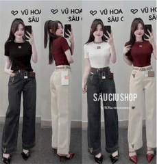 QUẦN BÒ NỮ SUÔNG THÊU CHỮ V SẴN