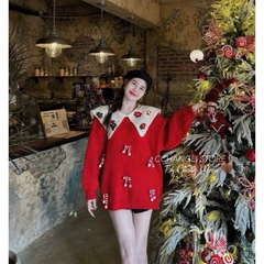 ÁO LEN NOEL XANH ĐỎ NỮ THU ĐÔNG SẴN