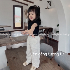 SET 3 QUẦN ỐNG RỘNG ĐEN BE TÍM BÉ GÁI SẴN (SALE 70k)