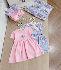 SET 2 VÁY BABYTHREE HỒNG XANH BÉ GÁI