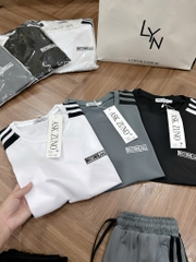 BỘ NAM CỔ TRÒN PHỐI KẺ 3 MÀU SẴN