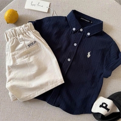 QUẦN KAKI SHORT CẠP CHUN MMY 4M THÊU POLO BÉ TRAIBÉ GÁI ( xả 29k)