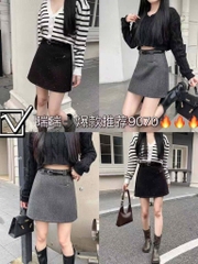 CHÂN VÁY DẠ NỮ KIM TUYẾN LẤP LÁNH KÈM ĐAI SẴN (SALE 119k)