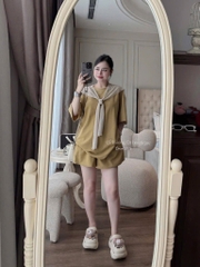 SET BỘ ÁO PHÔNG QUẦN ĐÙI 3 MÀU KÈM KHĂN NỮ