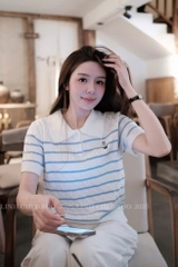 ÁO POLO LEN VẶN THỪNG THÊU GẤU CỘC TAY NỮ THU ĐÔNG