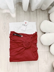 SET CHÂN VÁY LI ÁO NƠ VAI ĐÍNH HOA NỮ SẴN