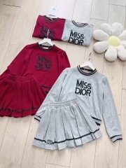 SET LEN LÔNG THỎ DIOR PHỐI SỌC CV XẾP LY 2 LỚP NỮ THU ĐÔNG SẴN
