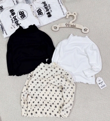 SET 3 ÁO ZIP DÀI TAY ĐEN TRẮNG HOA NHÍ BÉ GÁI (SALE 89k)