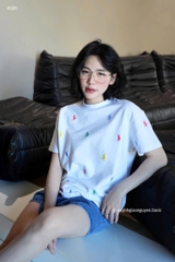 ÁO PHÔNG THÊU TRÀN NGỰA POLO 2M THAN TRẮNG NEW CHO NỮ