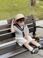 SET ÁO COTTON KẺ KHĂN MIX QUẦN KAKI BÉ TRAI SẴN(XẢ 59k)