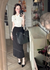 ÁO POLO CÁ SẤU TRẮNG VIỀN CAM NỮ SẴN