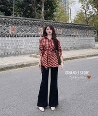 ÁO SƠ MI KẺ BUỘC VẠT NỮ