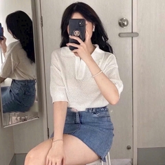 ÁO LEN CỔ V TRẮNG NÂU NỮ