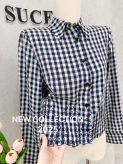 ÁO SƠ MI KẺ CARO ZRA THÊU HOA VINTAGE NỮ (XẢ 109k)