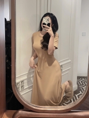 VÁY MAXI CỘC TAY MÀU BE NỮ (XẢ 65K)