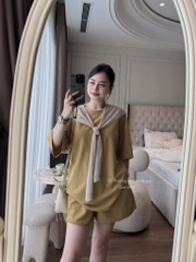 SET BỘ ÁO PHÔNG QUẦN ĐÙI 3 MÀU KÈM KHĂN NỮ
