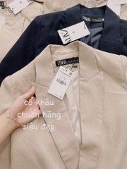 ÁO BLAZER LI-EN ÉP MÙNG PHỐI TAY KẺ 2 LỚP NỮ THU ĐÔNG SẴN