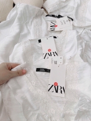 ÁO BÈO PHỐI REN CÚC BỌC LI TAY NỮ SẴN(SALE 79k)