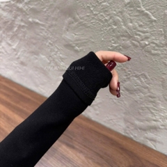 ÁO ZIP LÓT LÔNG CỔ V ĐỘN VAI NỮ THU ĐÔNG