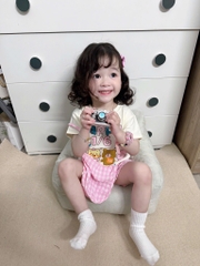 SÉT HAPPY 1/6 CHO BÉ TRAI BÉ GÁI MIX QUẦN CARO KÈM TÚI ĐEO CHÉO 3CT SẴN