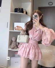 SET TƠ LOANG HỒNG KÈM CHÂN VÁY NỮ SẴN