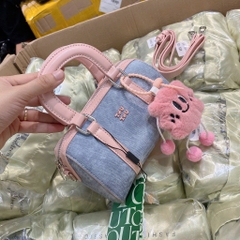 TÚI XÁCH TOU.TOU DÁNG TRỐNG XANH PHỐI HỒNG