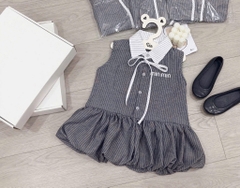 VÁY KẺ XÁM MINMIN CHO BÉ GÁI