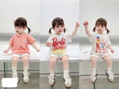 SET 3 ÁO BARBIE TONE TRẮNG HỒNG BÉ GÁI
