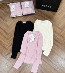 SET 3 ÁO DÀI TAY CỔ TRÒN TRƠN ĐEN BE HỒNG NỮ THU ĐÔNG SẴN