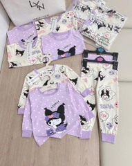 SET 2 BỘ DÀI TÍM CHẤM BI KURUMI BÉ GÁI