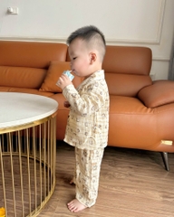 SET BỘ PIIJAMA VẢI HÀN CARO GẤU BÉ TRAI SẴN