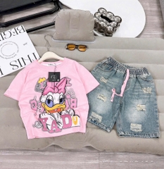 SET BÉ ÁO PHÔNG VỊ DONAL+ QUẦN NGỐ JEAN ỐNG RỘNG BÉ GÁI