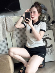 ÁO POLO CHẤM BI LẮC CỘT NỮ