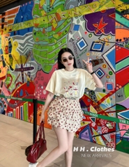 SET ÁO PHÔNG NỮ MIX CV CHẤM BI XOÈ (Xả 89k)