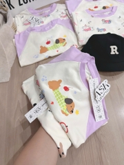 BỘ DÀI CHÓ CON NHỎ TONE TÍM BE QUẦN KẺ BÉ GÁI