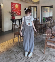 SET ÁO CHỮ COTTON QUẦN BOM KÈM TÚI NỮ SẴN