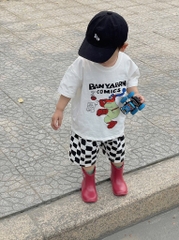 SET BỘ ÁO TRẮNG QUẦN KẺ ĐEN CARO BÉ TRAI
