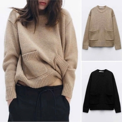 ÁO LEN NỮ ZR CỔ TRÒN TÚI 2 BÊN THU ĐÔNG SẴN (SALE 150k)