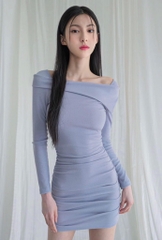 VÁY ZIP TRỄ VAI DÀI TAY VẠT CHÉO(xả 79k)