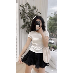 ÁO NỮ LEN LẠNH PHỐI REN BÈO ĐÍNH NƠ(xả 39k)