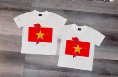 ÁO PHÔNG BỐ MẸ CON CỜ ĐỎ SAO VÀNG BẢN ĐỒ VN SẴN