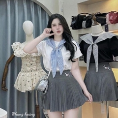 SET NỮ THORM MIX CV XẾP LI KÈM KHĂN KẺ NƠ SẴN