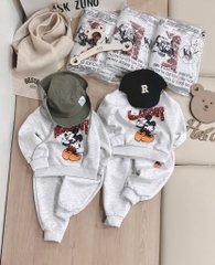 BỘ DÀI NỈ HAI DA MICKEY XÁM BÉ GÁI