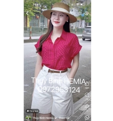 SET ÁO SƠ MI NỮ GU HAI TÚI TAY MIXẾP LI ( xả 145k)