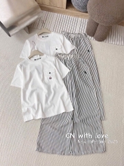 SET ÁO COTTON QUẦN KẺ SỌC THÊU NGỰA NỮ